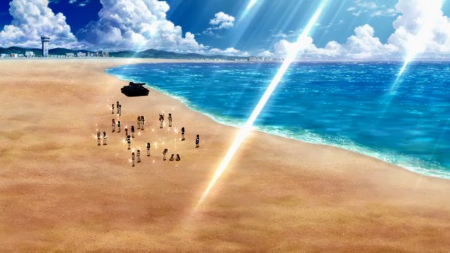 Anime scene reference for Oarai Sun Beach