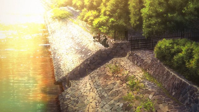 Anime scene reference for Uji Riverbank Walk